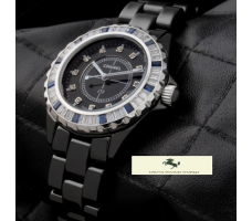 HK1297 CHANEL SİYAH SERAMİK TAŞLI BAYAN SAATİ